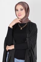 Tesettür giyim VİZON ALVİNA ÜÇİPLİK EFEKTLİ EŞARP T 8127