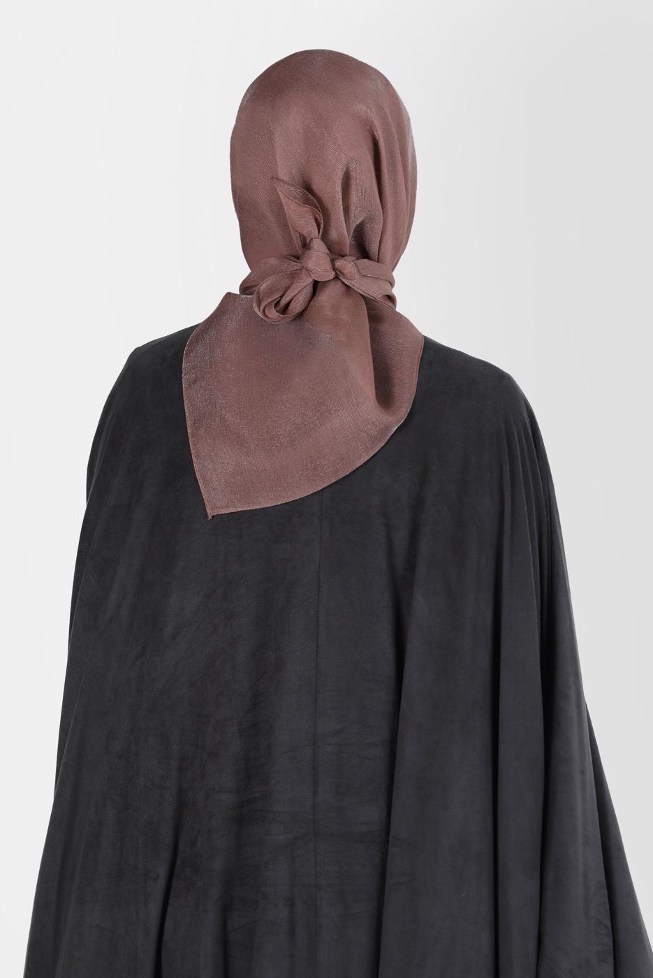 Tesettür giyim VİZON ALVİNA ÜÇİPLİK EFEKTLİ EŞARP T 8127