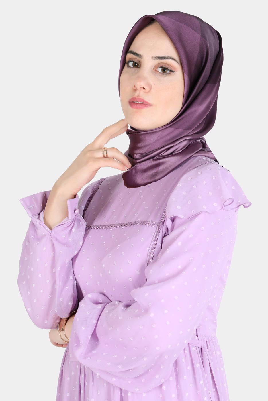 Tesettür giyim MÜRDÜM ALVİNA DESENLİ EŞARP 8131 