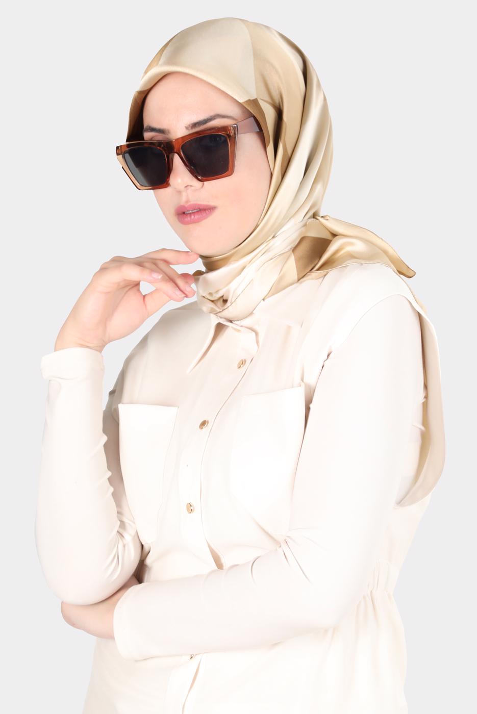 Tesettür giyim ALTIN ALVİNA DESENLİ EŞARP 8132 