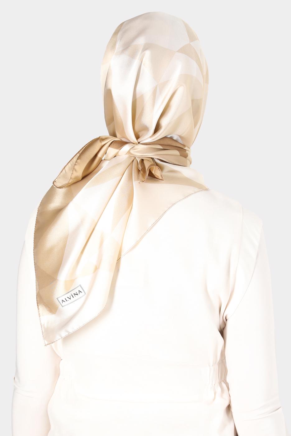 Tesettür giyim ALTIN ALVİNA DESENLİ EŞARP 8132 