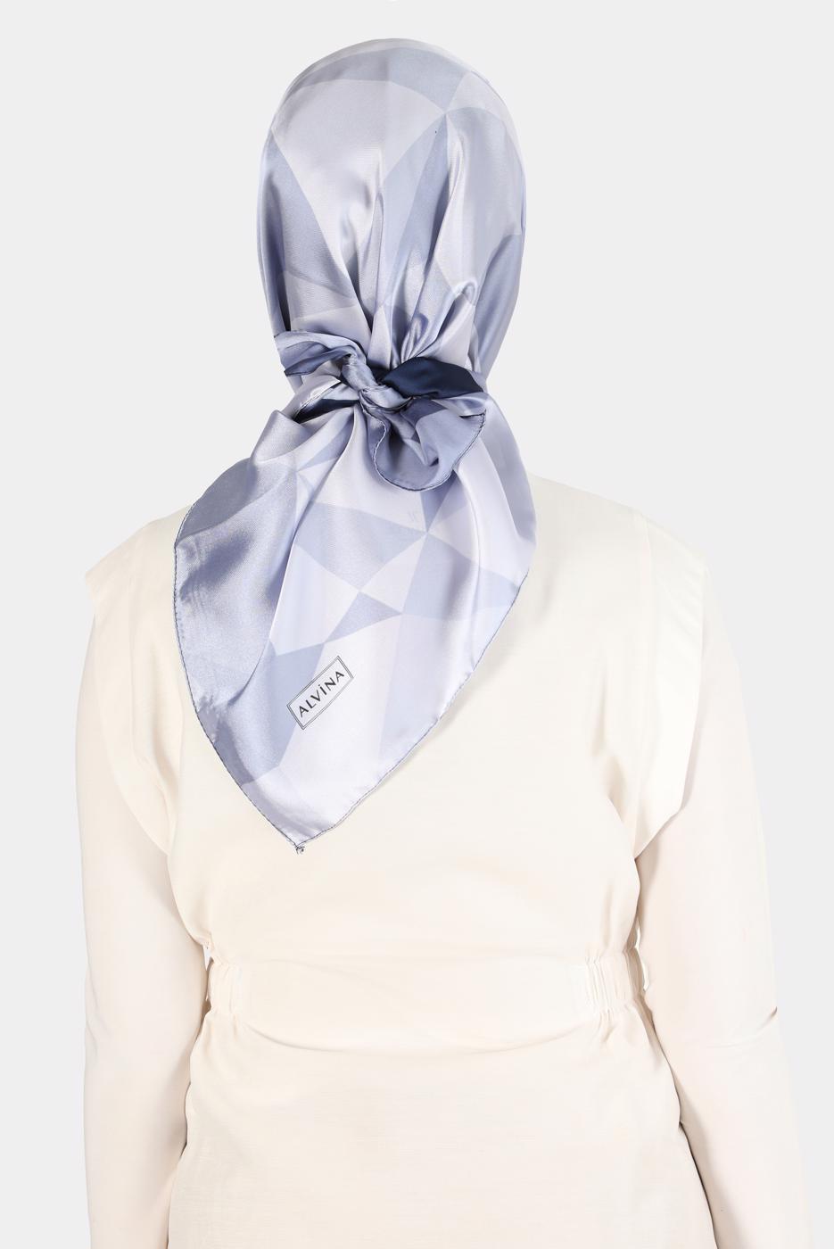 Tesettür giyim LACİVERT ALVİNA DESENLİ EŞARP 8132 