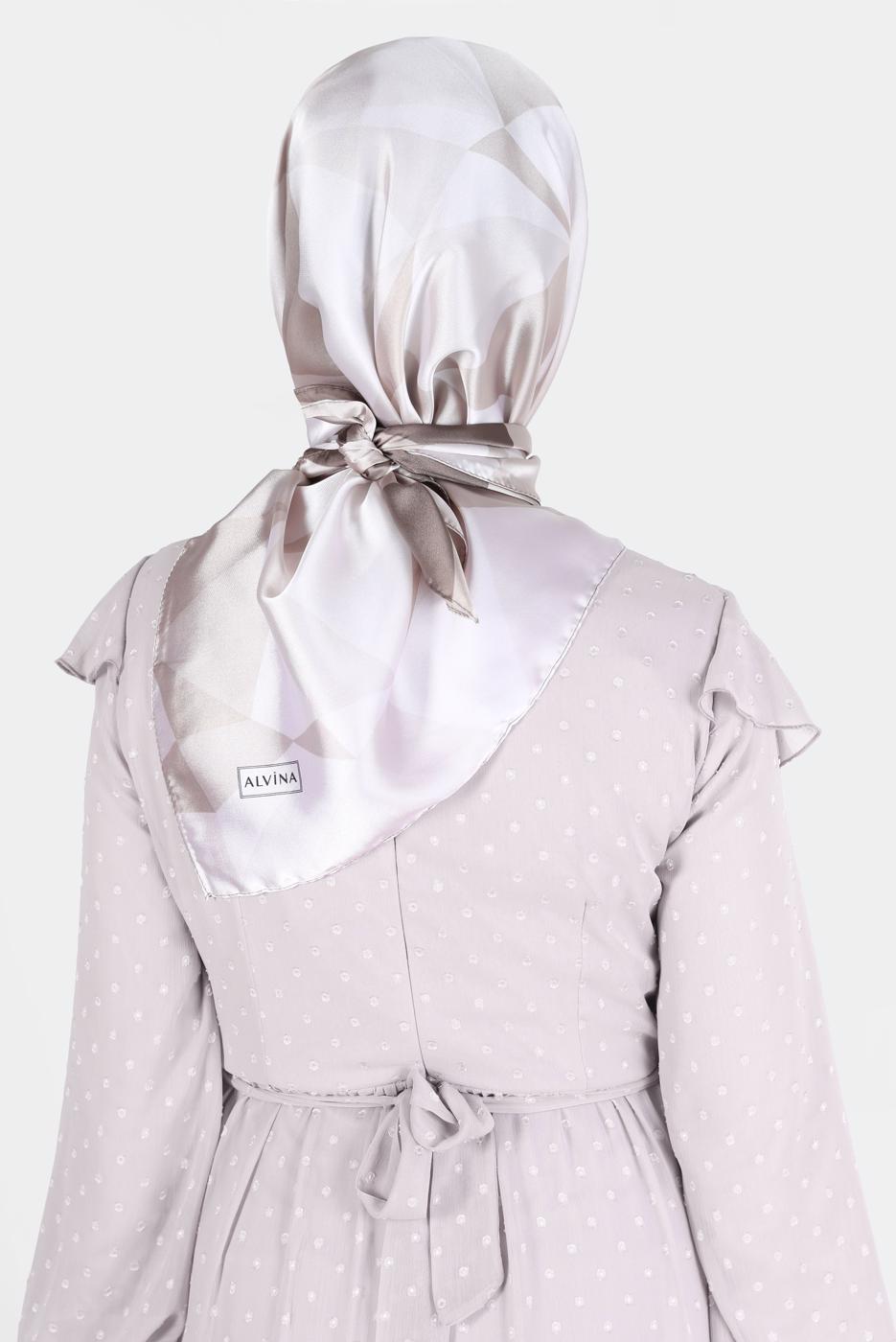 Tesettür giyim VİZON ALVİNA DESENLİ EŞARP 8132 