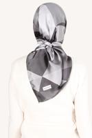 Tesettür giyim SİYAH ALVİNA DESENLİ EŞARP 8132 