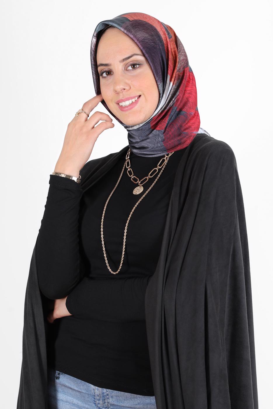 Tesettür giyim GÜMÜŞ ALVİNA DİJİTAL SURA EŞARP 8133 