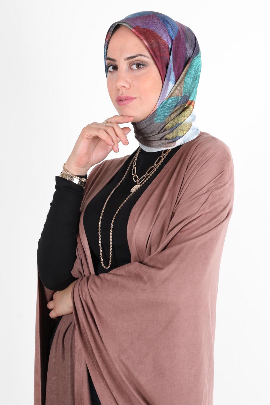 Tesettür giyim MAVİ ALVİNA DİJİTAL SURA EŞARP 8133 