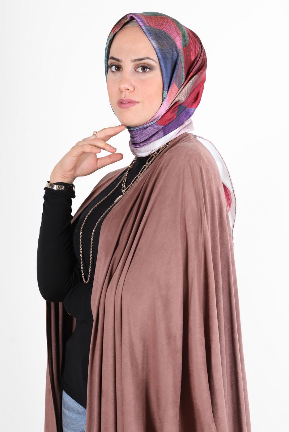 Tesettür giyim KAHVE ALVİNA DİJİTAL SURA EŞARP 8133 
