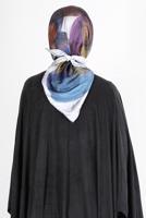 Tesettür giyim MAVİ ALVİNA DİJİTAL SURA EŞARP 8133 