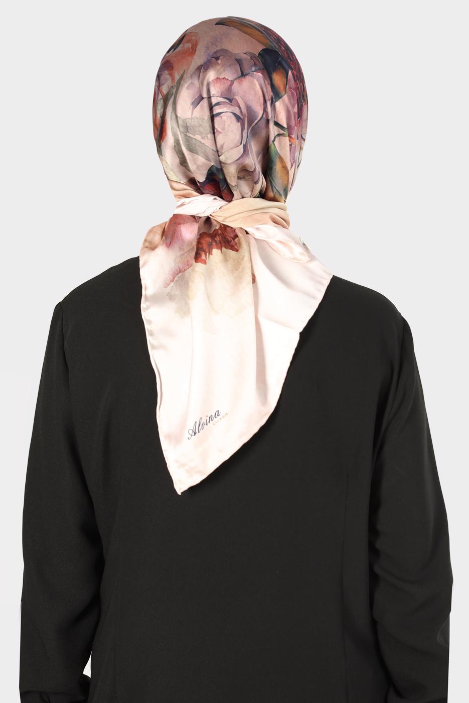 Tesettür giyim PUDRA ALVİNA DİJİTAL SURA EŞARP 8134 