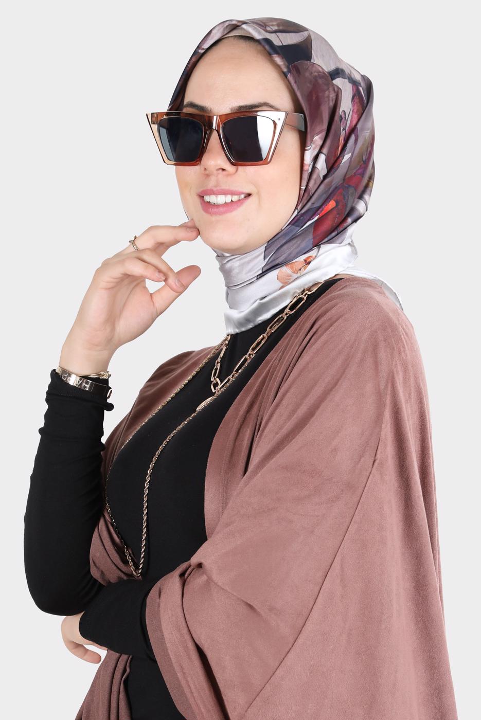 Tesettür giyim VİZON ALVİNA DİJİTAL SURA EŞARP 8134 