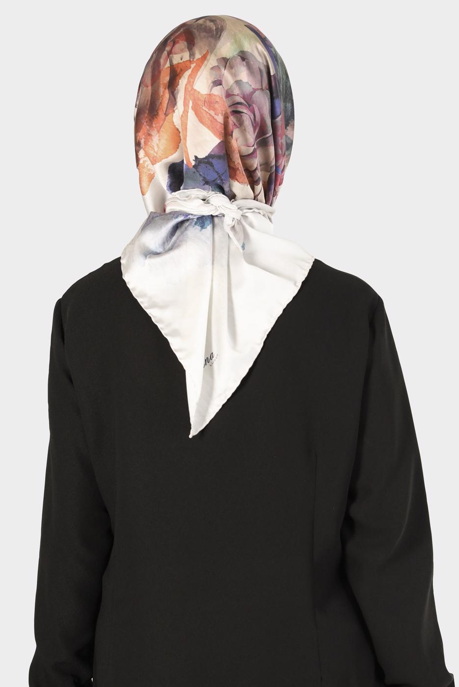 Tesettür giyim BEJ ALVİNA DİJİTAL SURA EŞARP 8134 