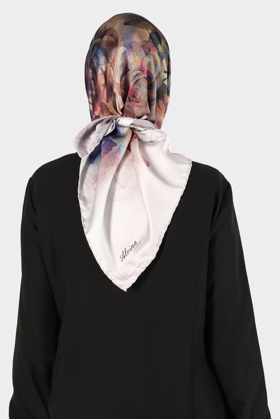 Tesettür giyim VİZON ALVİNA DİJİTAL SURA EŞARP 8134 