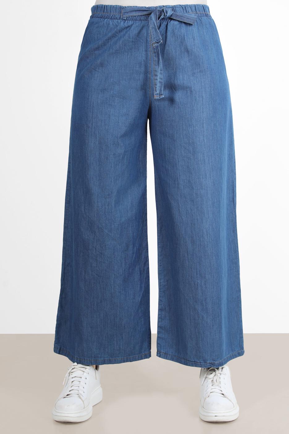 Vêtements hijab BLEU PANTALON LARGE EN JEAN T 1205