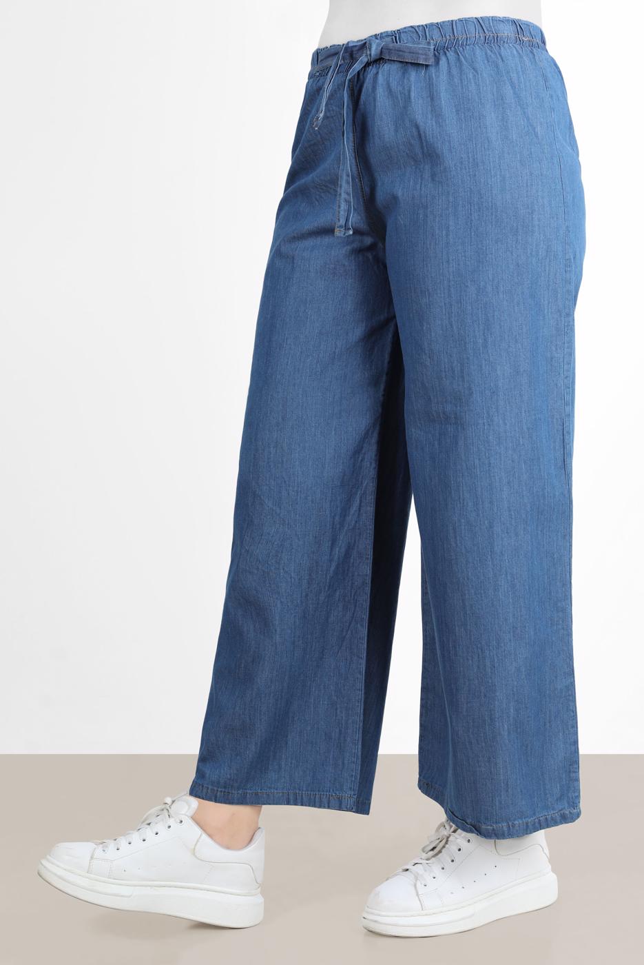 Vêtements hijab BLEU PANTALON LARGE EN JEAN T 1205