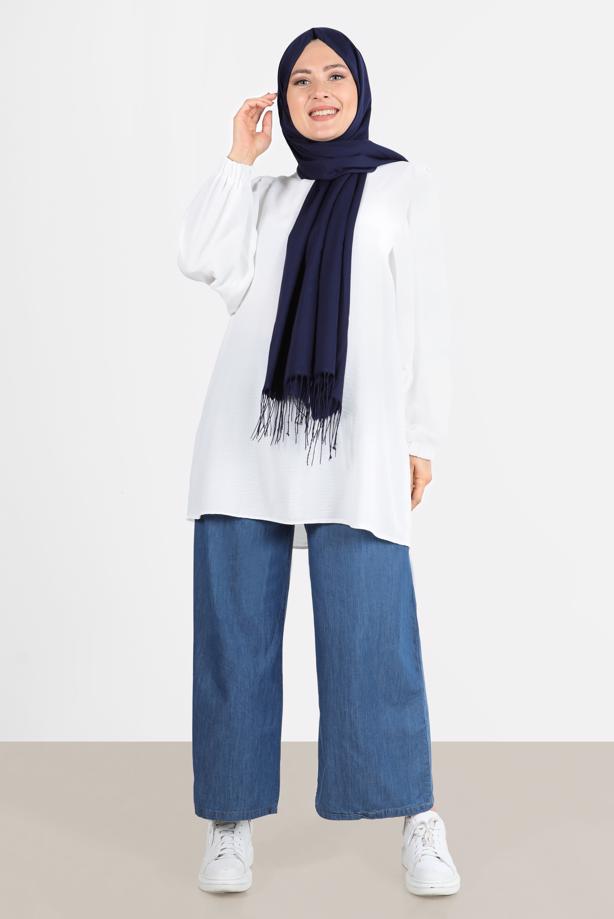 Vêtements hijab BLEU PANTALON LARGE EN JEAN T 1205 - TRENDTESETTÜR