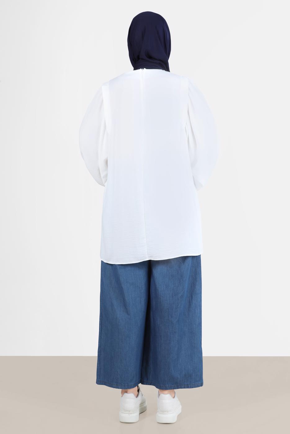 Vêtements hijab BLEU PANTALON LARGE EN JEAN T 1205