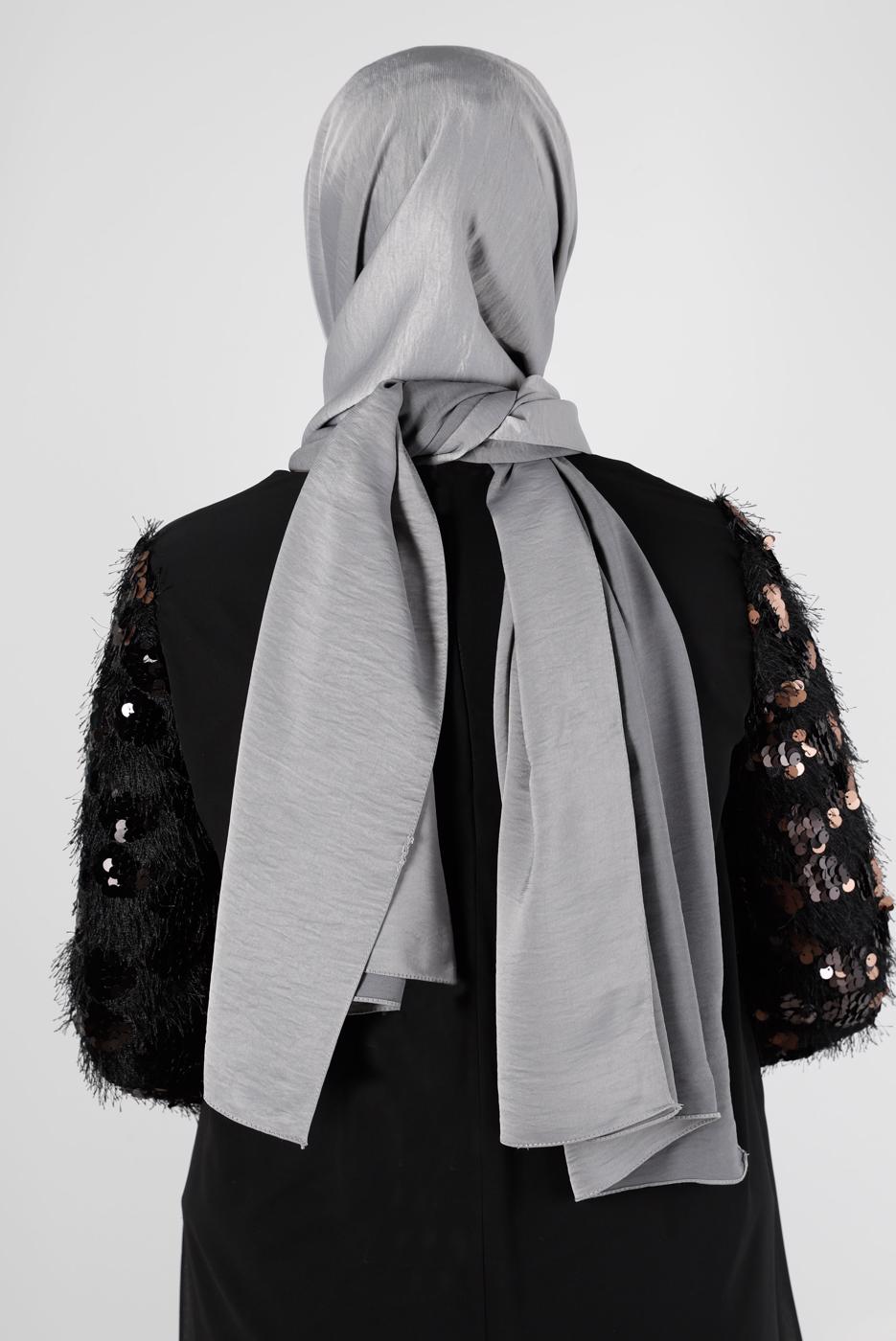 Tesettür giyim GRİ ALVİNA NANO AYROBİN ŞAL T 8111