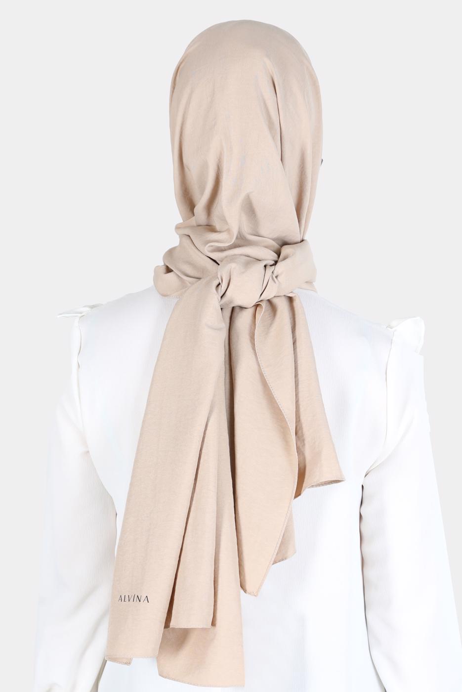Tesettür giyim BEJ ALVİNA PAMUK AYROBİN ŞAL T 8115