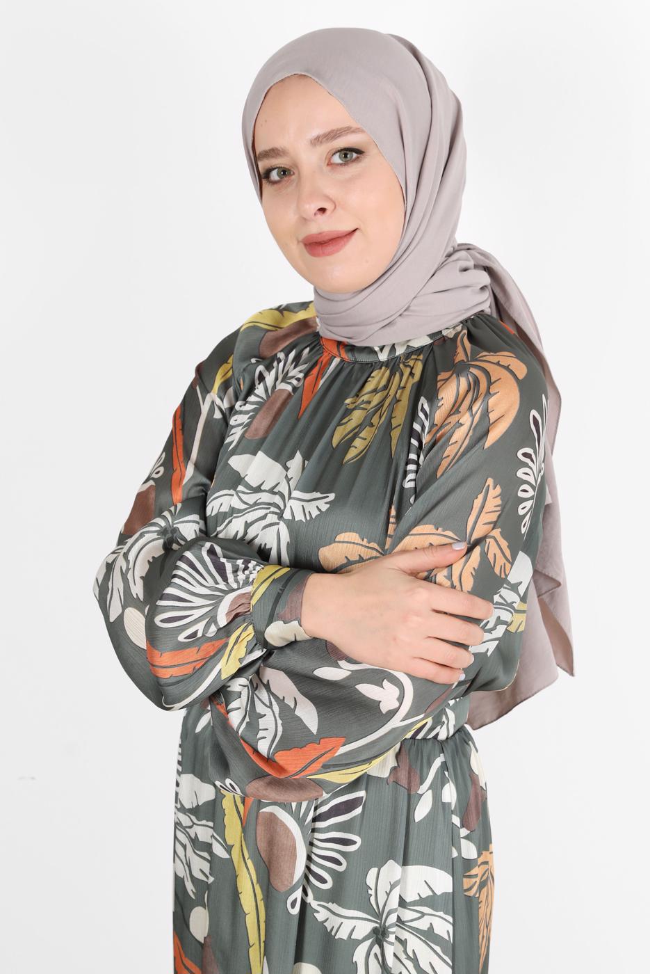 Tesettür giyim BEJ ALVİNA PAMUK AYROBİN ŞAL T 8115