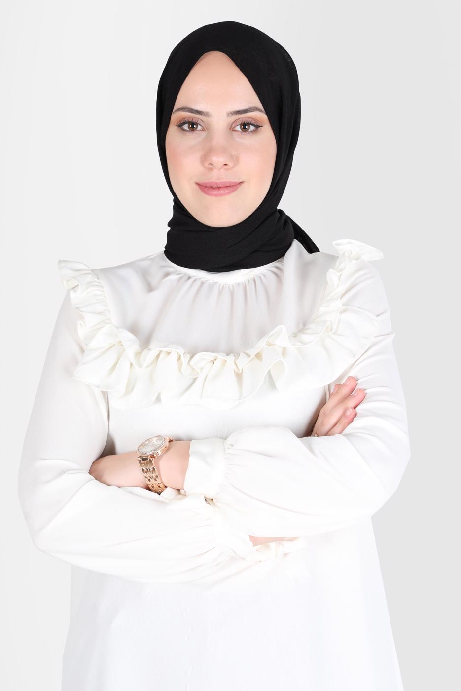 Tesettür giyim SİYAH ALVİNA KAR İPLİĞİ ŞAL T 8125