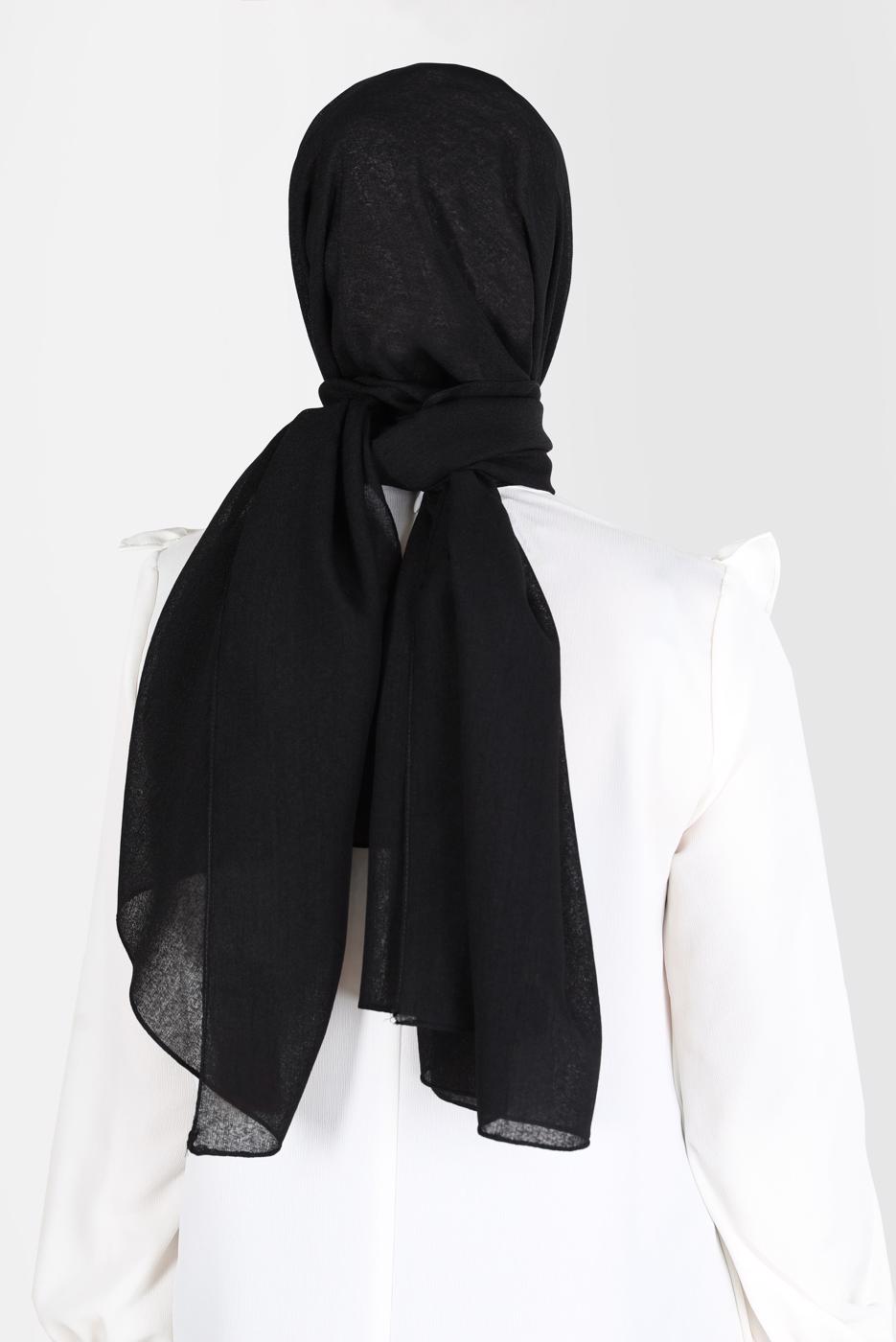 Tesettür giyim SİYAH ALVİNA KAR İPLİĞİ ŞAL T 8125