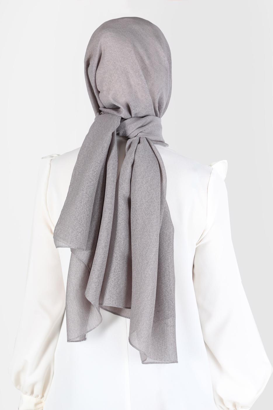 Tesettür giyim GRİ ALVİNA KAR İPLİĞİ ŞAL T 8125