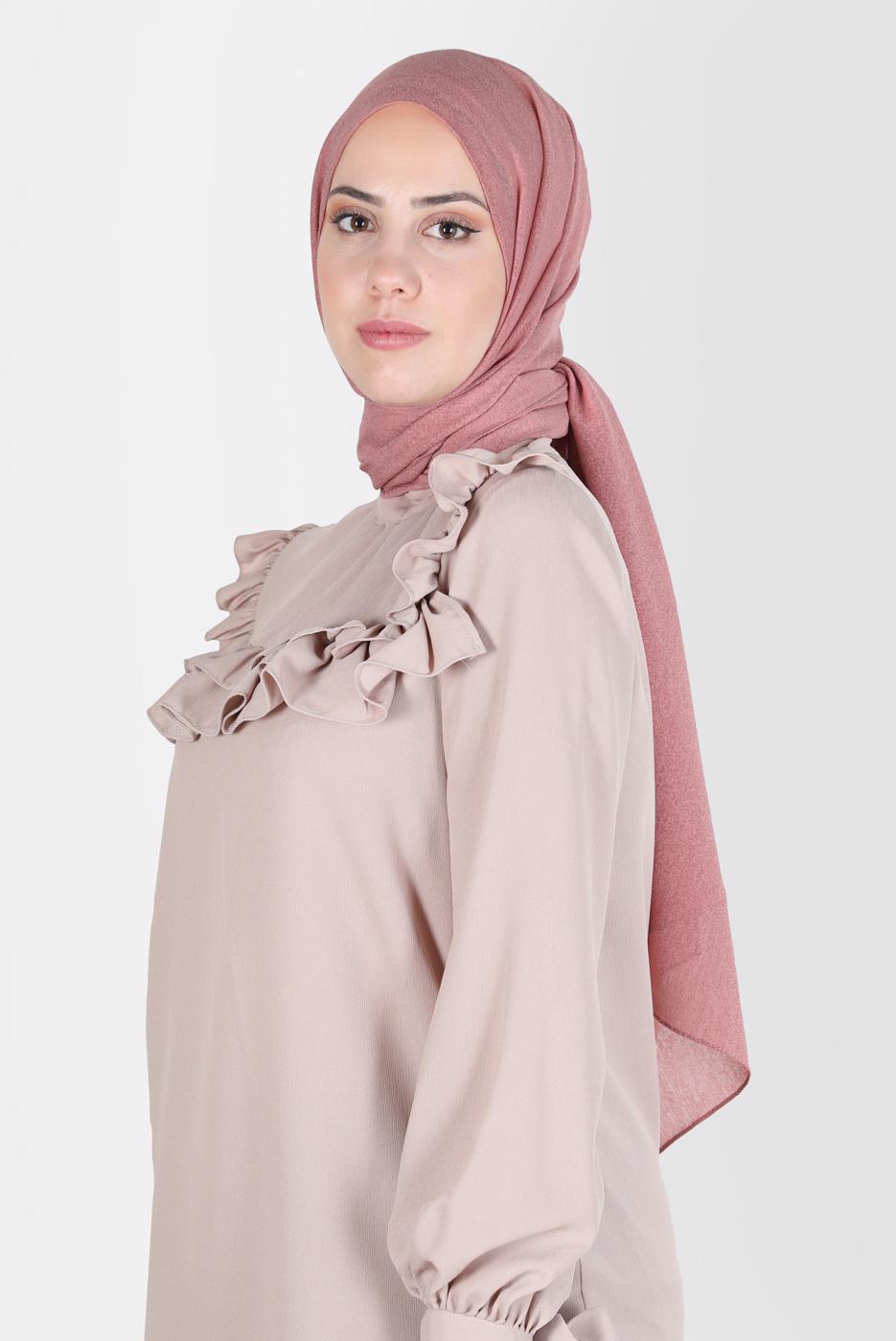 Tesettür giyim TURUNCU ALVİNA KAR İPLİĞİ ŞAL T 8125