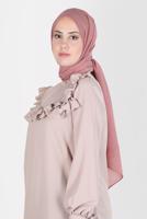 Tesettür giyim TURUNCU ALVİNA KAR İPLİĞİ ŞAL T 8125