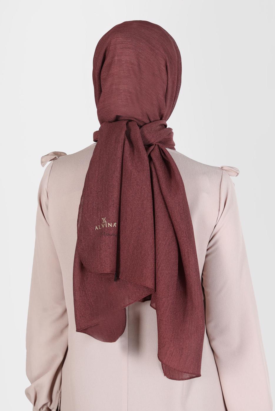 Tesettür giyim BORDO ALVİNA KAR İPLİĞİ ŞAL T 8125