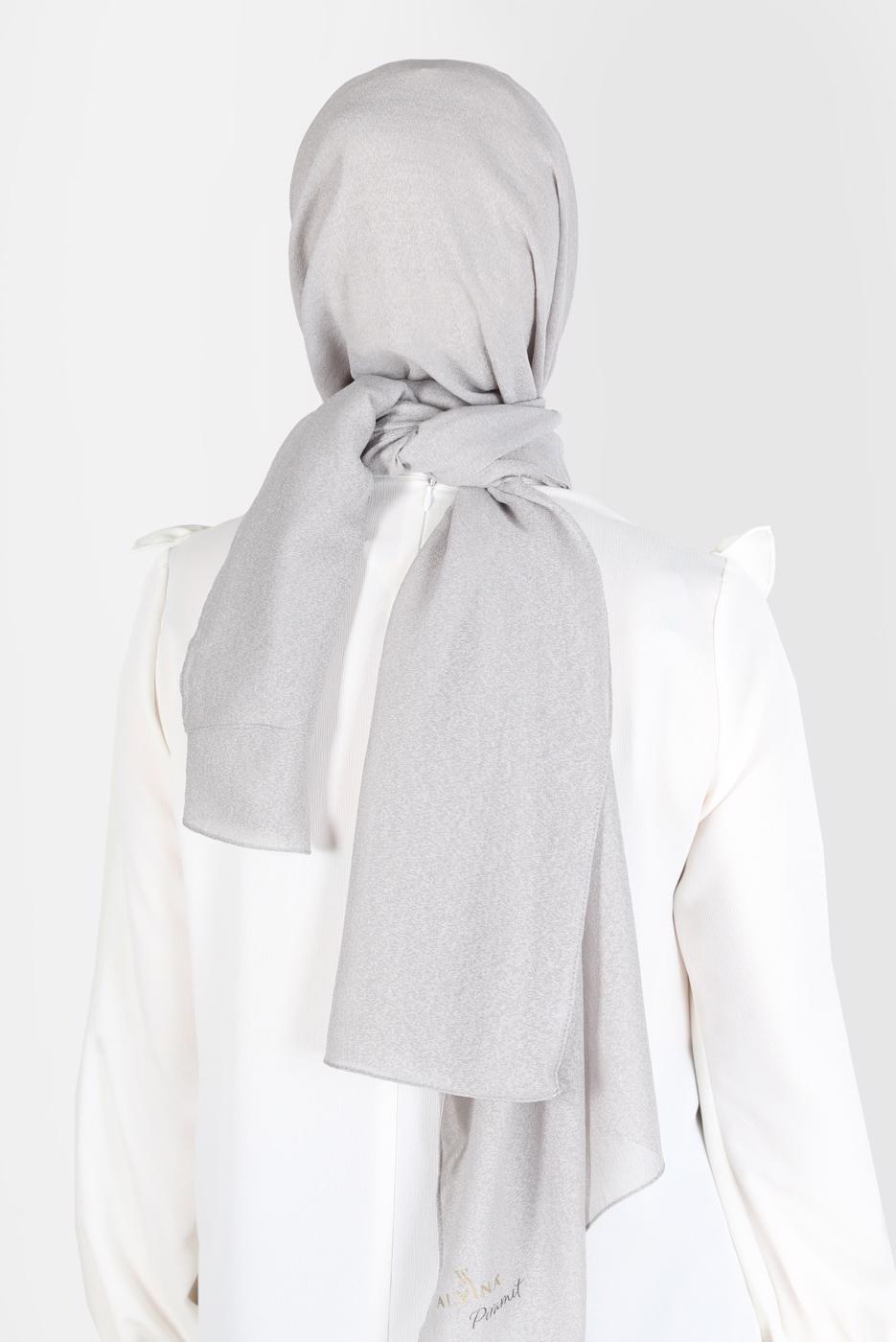 Tesettür giyim GÜMÜŞ ALVİNA KAR İPLİĞİ ŞAL T 8125