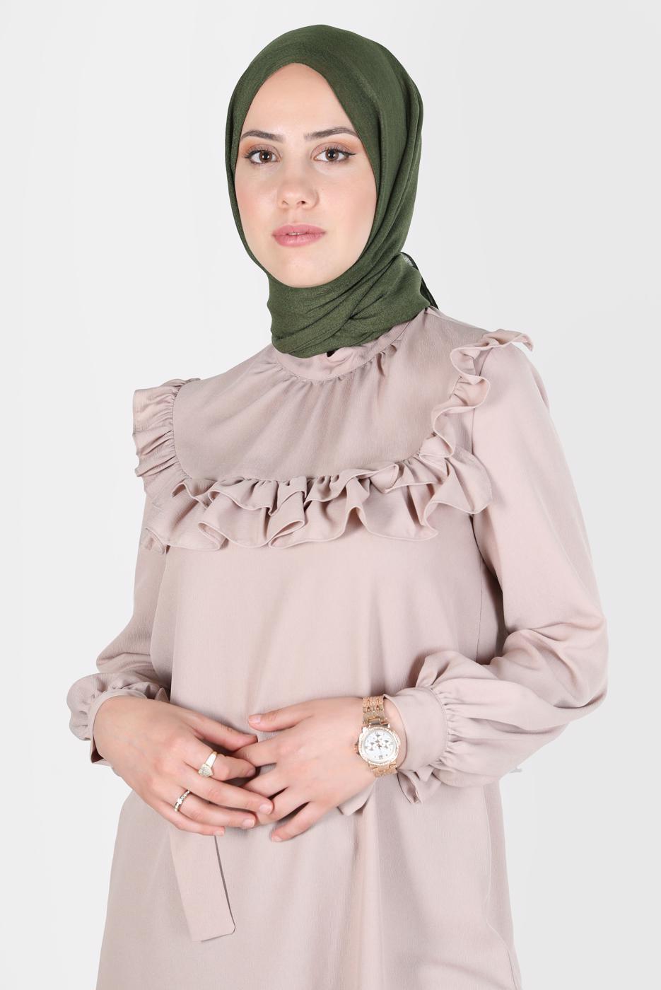 Tesettür giyim HAKİ ALVİNA KAR İPLİĞİ ŞAL T 8125