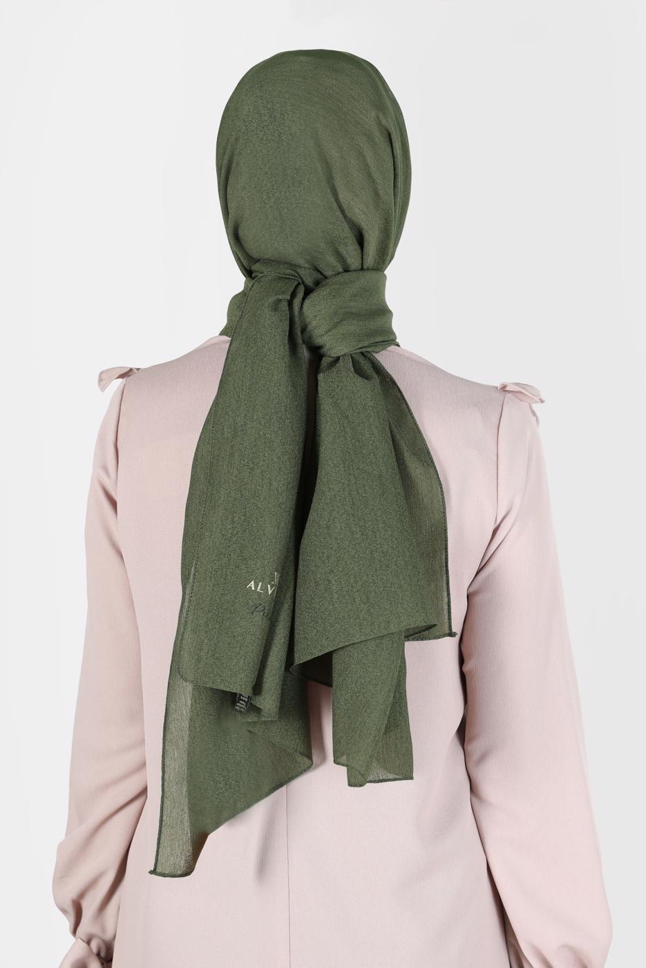 Tesettür giyim HAKİ ALVİNA KAR İPLİĞİ ŞAL T 8125