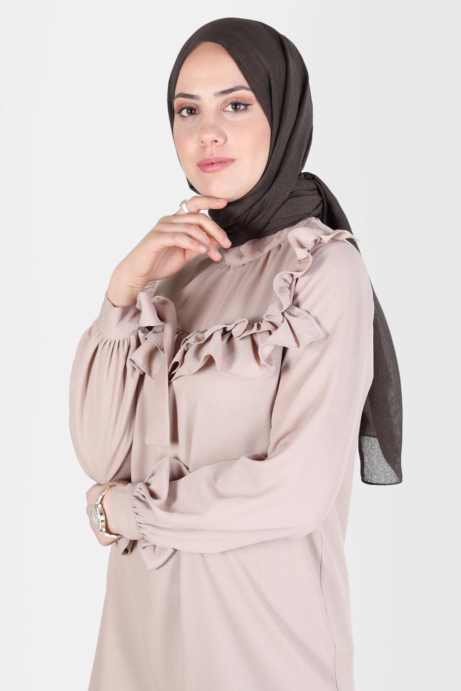 Tesettür giyim KAHVE ALVİNA KAR İPLİĞİ ŞAL T 8125