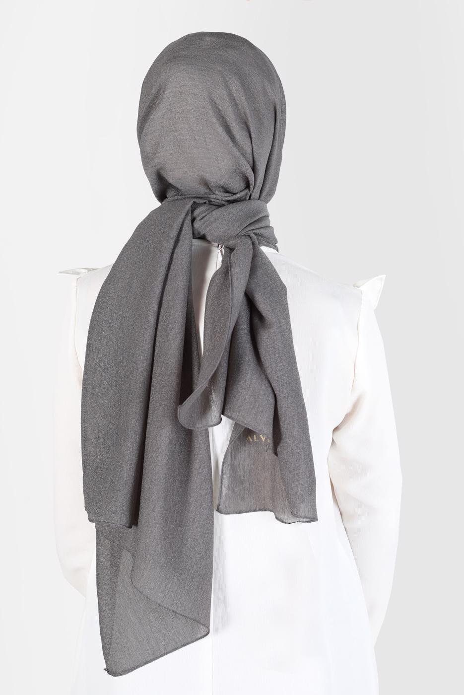 Tesettür giyim GRİ ALVİNA KAR İPLİĞİ ŞAL T 8125
