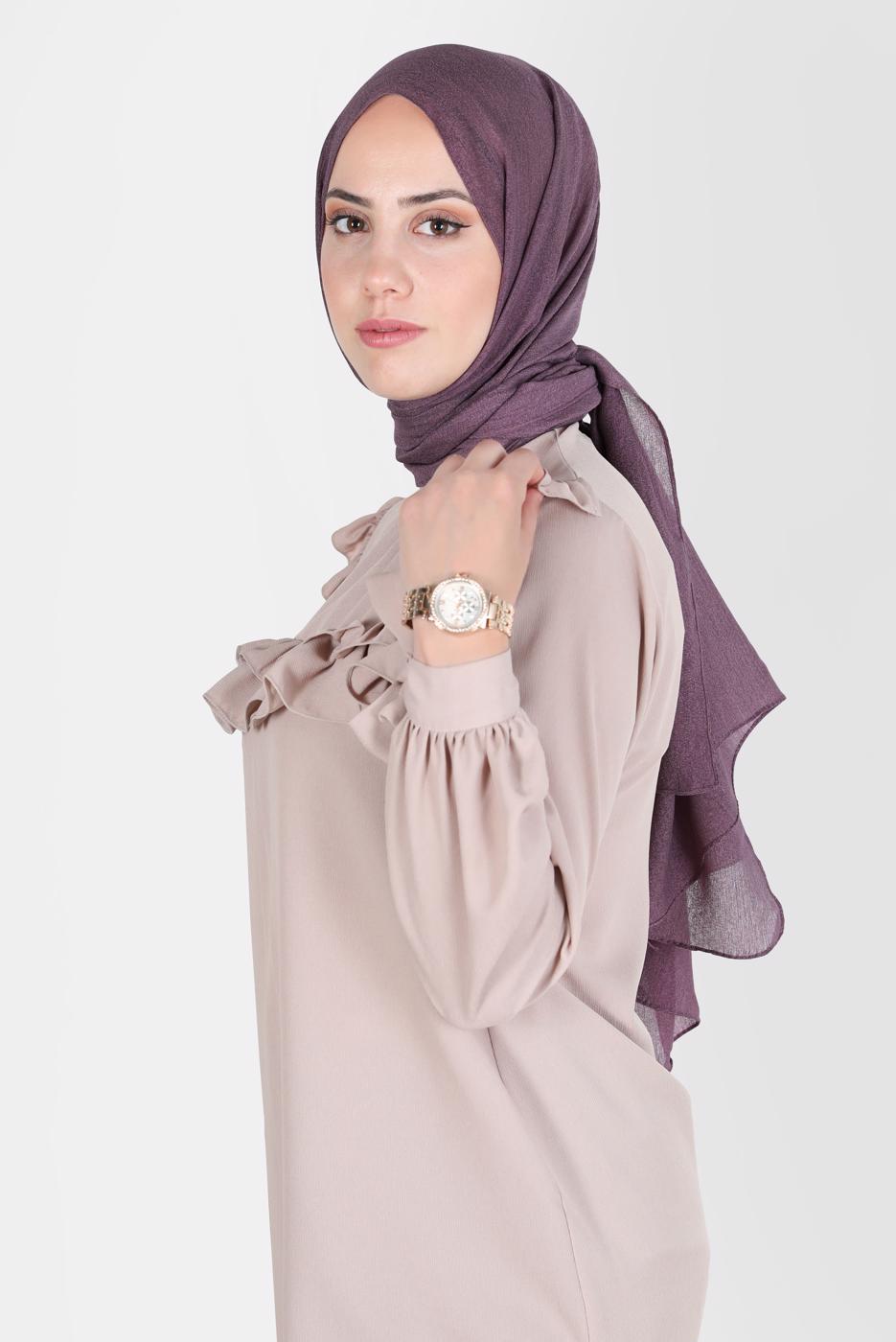 Tesettür giyim MOR ALVİNA KAR İPLİĞİ ŞAL T 8125