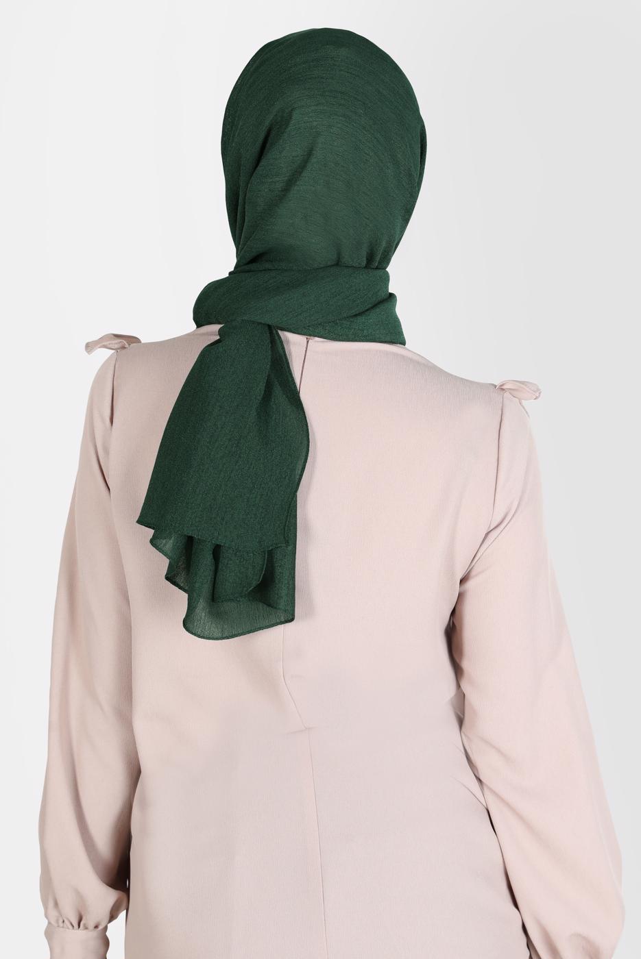 Tesettür giyim YEŞİL ALVİNA KAR İPLİĞİ ŞAL T 8125