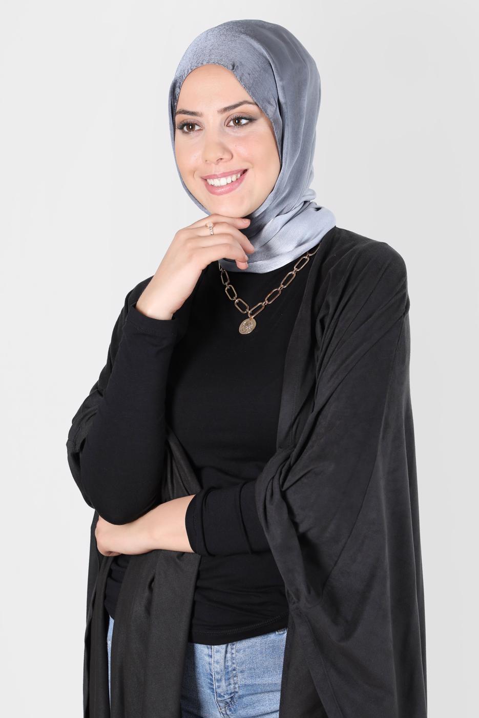 Tesettür giyim GRİ ALVİNA JANJANLI DEGRADE ŞAL 8129 