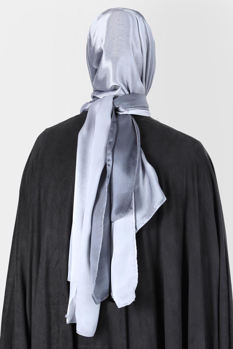 Tesettür giyim GRİ ALVİNA JANJANLI DEGRADE ŞAL 8129 
