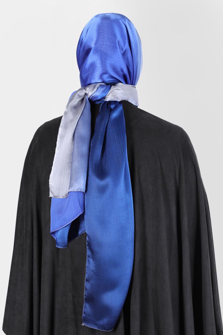 Tesettür giyim LACİVERT ALVİNA JANJANLI DEGRADE ŞAL 8129 