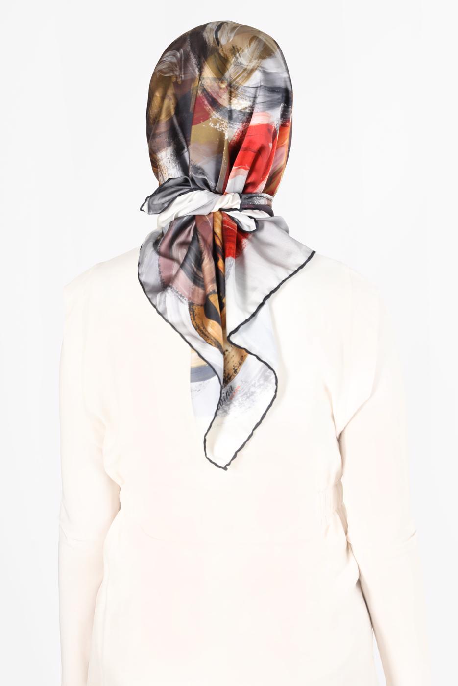 Tesettür giyim SİYAH ALVİNA DİJİTAL SURA EŞARP 8119 