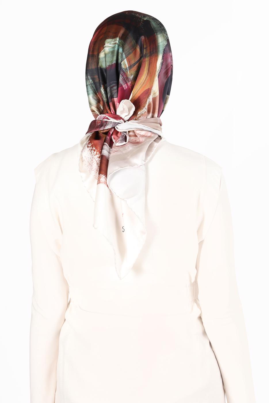 Tesettür giyim BEJ ALVİNA DİJİTAL SURA EŞARP 8119 