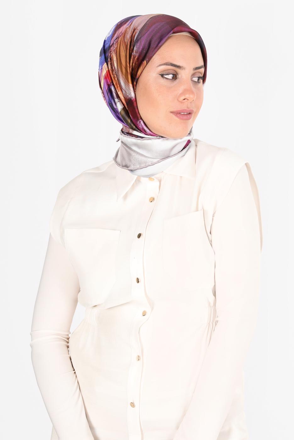 Tesettür giyim MOR ALVİNA DİJİTAL SURA EŞARP 8119 