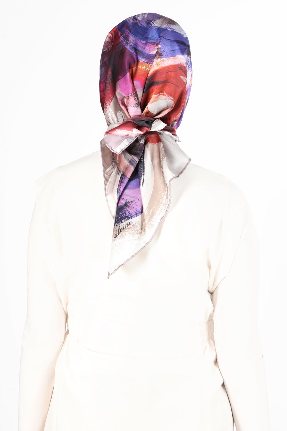 Tesettür giyim MOR ALVİNA DİJİTAL SURA EŞARP 8119 