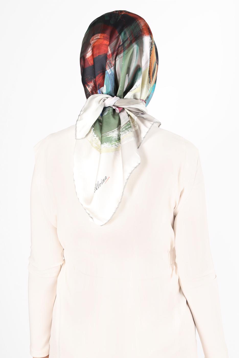 Tesettür giyim YEŞİL ALVİNA DİJİTAL SURA EŞARP 8119 