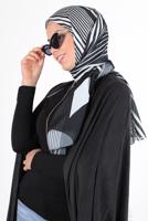 Tesettür giyim SİYAH ALVİNA ŞİFON BASKILI ŞAL 8128 