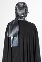 Tesettür giyim SİYAH ALVİNA ŞİFON BASKILI ŞAL 8128 