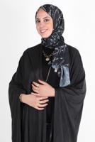 Tesettür giyim SİYAH ALVİNA ŞİFON BASKILI ŞAL 8128 
