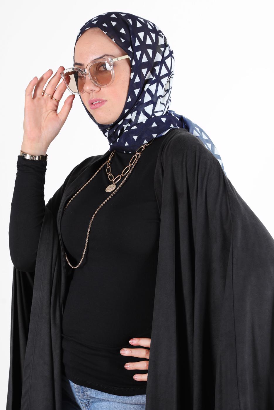 Tesettür giyim LACİVERT ALVİNA ŞİFON BASKILI ŞAL 8128 