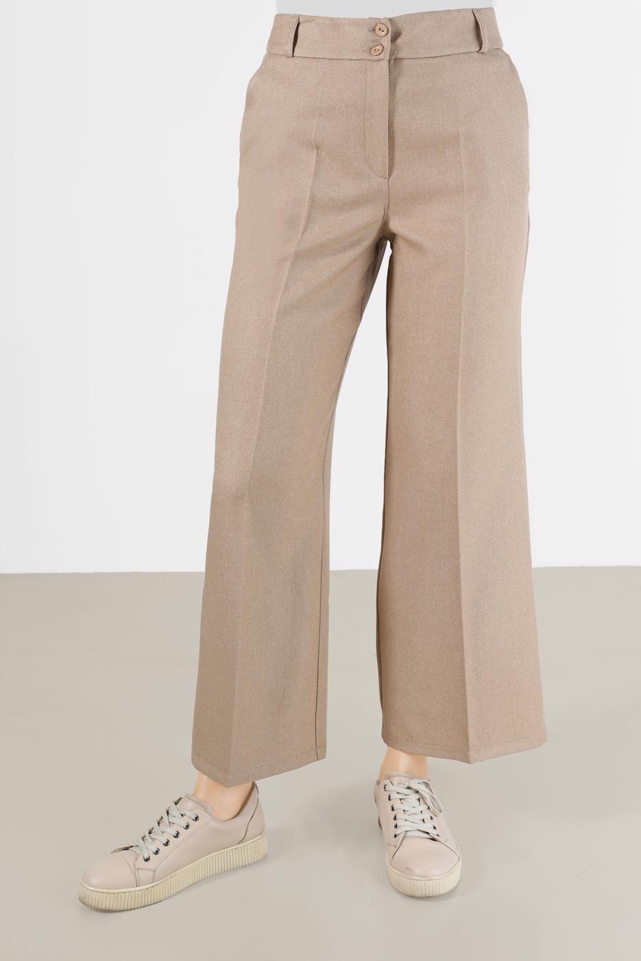 Hijab clothing BEIGE ALVİNA WIDE CUT TROUSERS 70288 