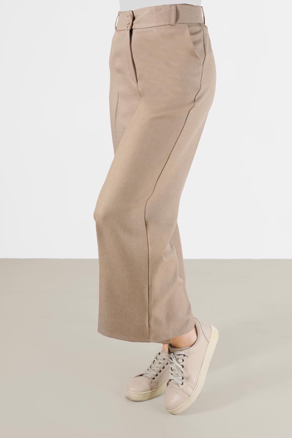 Hijab clothing BEIGE ALVİNA WIDE CUT TROUSERS 70288 